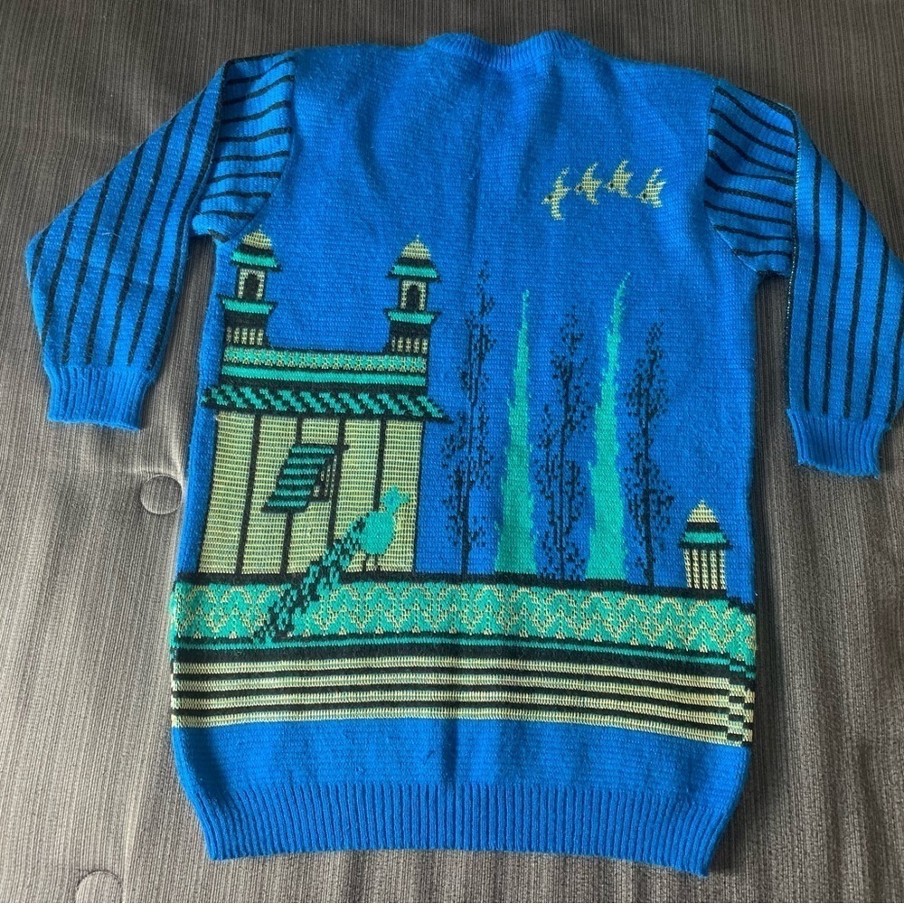 Vintage Y2K Itoki Japanese Tokyo Sakura Sweater Dress Blue - Picture 7 of 11